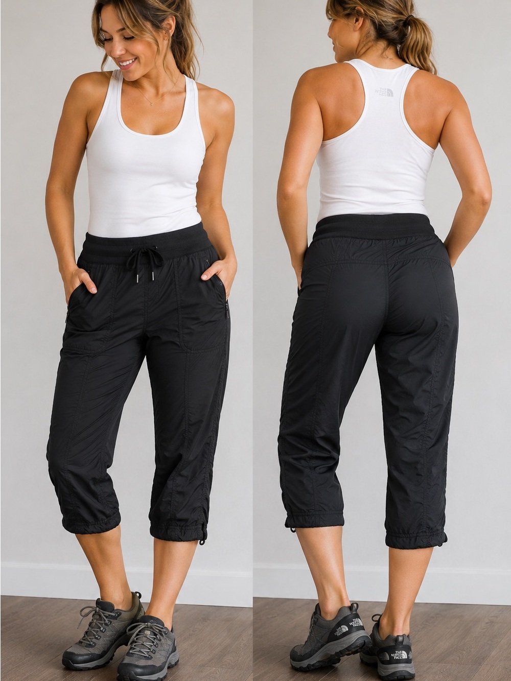 The North Face Aphrodite 2.0 Capri Pants Women M Black Hiking Stretch NF0A2U06